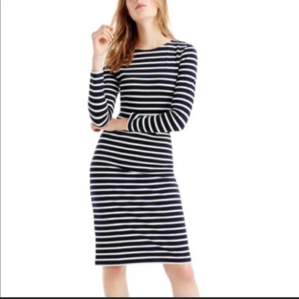 Jcrew Long Sleeved Sheath Dress - Navy / White